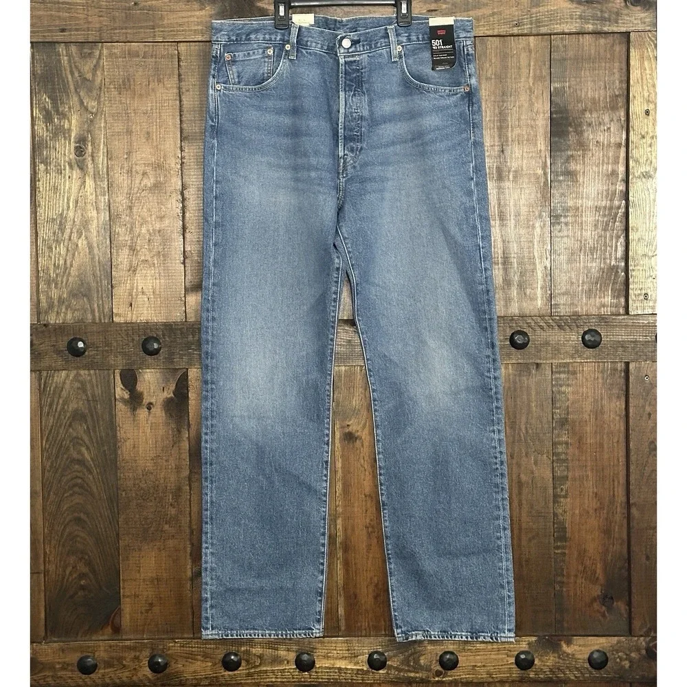 NWT Levi's Premium 501 '93 Straight Jeans Blue W\ Stretch‎ Men's Sz 38x34 RT$98